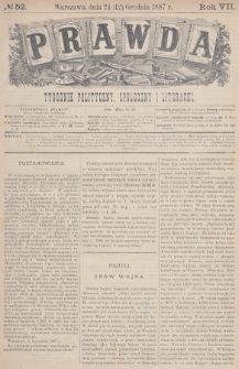 Prawda : tygodnik polityczny, społeczny i literacki. 1887, nr 52