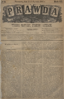Prawda : tygodnik polityczny, społeczny i literacki. 1883, nr 2