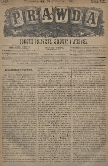 Prawda : tygodnik polityczny, społeczny i literacki. 1883, nr 3