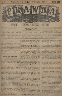 Prawda : tygodnik polityczny, społeczny i literacki. 1883, nr 5