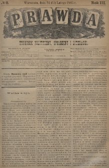 Prawda : tygodnik polityczny, społeczny i literacki. 1883, nr 8