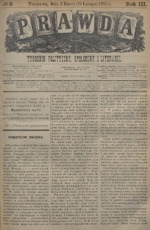 Prawda : tygodnik polityczny, społeczny i literacki. 1883, nr 9