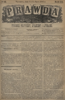 Prawda : tygodnik polityczny, społeczny i literacki. 1883, nr 12