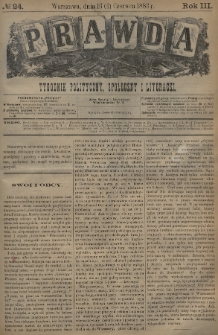 Prawda : tygodnik polityczny, społeczny i literacki. 1883, nr 24