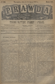 Prawda : tygodnik polityczny, społeczny i literacki. 1883, nr 29