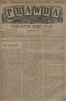 Prawda : tygodnik polityczny, społeczny i literacki. 1883, nr 35