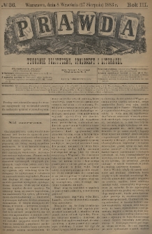 Prawda : tygodnik polityczny, społeczny i literacki. 1883, nr 36