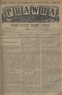 Prawda : tygodnik polityczny, społeczny i literacki. 1883, nr 40