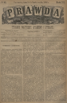 Prawda : tygodnik polityczny, społeczny i literacki. 1883, nr 41