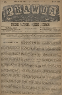 Prawda : tygodnik polityczny, społeczny i literacki. 1883, nr 46