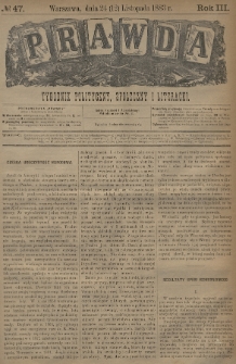Prawda : tygodnik polityczny, społeczny i literacki. 1883, nr 47