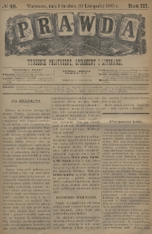 Prawda : tygodnik polityczny, społeczny i literacki. 1883, nr 48