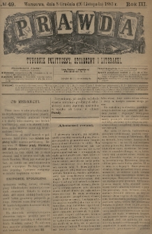 Prawda : tygodnik polityczny, społeczny i literacki. 1883, nr 49