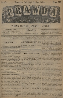Prawda : tygodnik polityczny, społeczny i literacki. 1883, nr 50