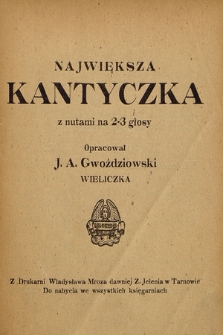 Największa kantyczka z nutami na 2-3 głosy