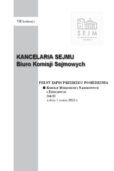 Pełny Zapis Przebiegu Posiedzenia Komisji Mniejszości Narodowych i Etnicznych (nr 8) z dnia 1 marca 2012 r.