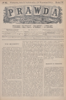 Prawda : tygodnik polityczny, społeczny i literacki. 1884, nr 41