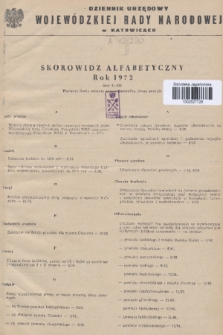 Dziennik Urzędowy Wojewódzkiej Rady Narodowej w Katowicach. 1972, Skorowidz alfabetyczny