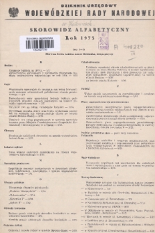 Dziennik Urzędowy Wojewódzkiej Rady Narodowej w Katowicach. 1975, Skorowidz alfabetyczny