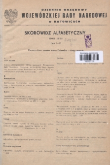 Dziennik Urzędowy Wojewódzkiej Rady Narodowej w Katowicach. 1978, Skorowidz alfabetyczny