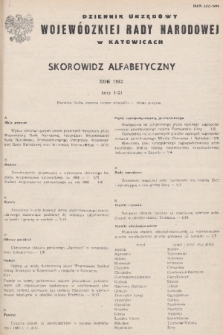Dziennik Urzędowy Wojewódzkiej Rady Narodowej w Katowicach. 1982, Skorowidz alfabetyczny