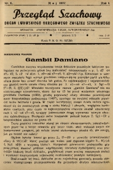 Przegląd Szachowy : organ Lwowskiego Okręgowego Związku Szachowego. 1937, nr 6