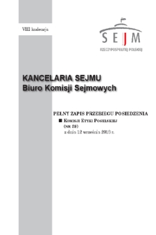 Pełny Zapis Przebiegu Posiedzenia Komisji Etyki Poselskiej (nr 59) z dnia 12 września 2018 r.