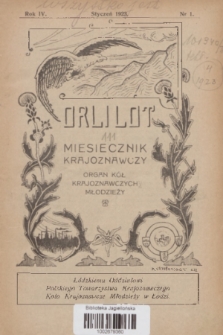 Orli Lot : miesięcznik krajoznawczy : organ Kół Krajoznawczych Młodzieży. R.4, 1923, nr 1