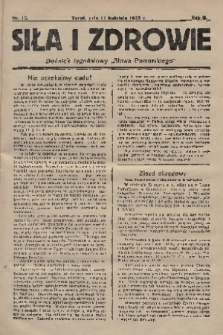 Siła i Zdrowie : dodatek tygodniowy „Słowa Pomorskiego”. 1928, nr 15