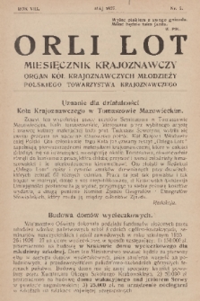 Orli Lot : miesięcznik krajoznawczy : organ Kół Krajoznawczych Młodzieży Polskiego Towarzystwa Krajoznawczego. R.8, 1927, nr 5