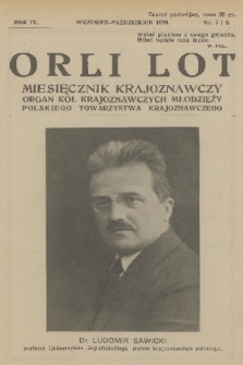 Orli Lot : miesięcznik krajoznawczy : organ Kół Krajoznawczych Młodzieży Polskiego Towarzystwa Krajoznawczego. R.9, 1928, nr 7-8