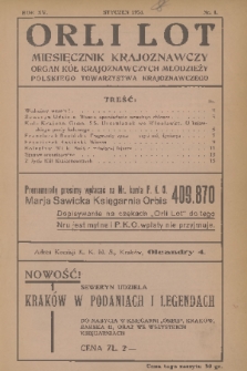 Orli Lot : miesięcznik krajoznawczy : organ Kół Krajoznawczych Młodzieży Polskiego Towarzystwa Krajoznawczego. R.15, 1934, nr 1