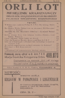 Orli Lot : miesięcznik krajoznawczy : organ Kół Krajoznawczych Młodzieży Polskiego Towarzystwa Krajoznawczego. R.15, 1934, nr 9-10