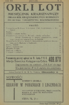 Orli Lot : miesięcznik krajoznawczy : organ Kół Krajoznawczych Młodzieży Polskiego Towarzystwa Krajoznawczego. R.16, 1935, nr 2