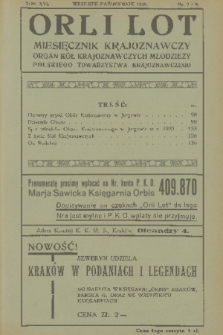 Orli Lot : miesięcznik krajoznawczy : organ Kół Krajoznawczych Młodzieży Polskiego Towarzystwa Krajoznawczego. R.16, 1935, nr 7-8