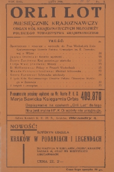 Orli Lot : miesięcznik krajoznawczy : organ Kół Krajoznawczych Młodzieży Polskiego Towarzystwa Krajoznawczego. R.17, 1936, nr 2