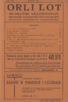 Orli Lot : miesięcznik krajoznawczy : organ Kół Krajoznawczych Młodzieży Polskiego Towarzystwa Krajoznawczego. R.17, 1936, nr 3