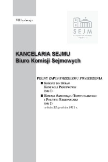 Pełny Zapis Przebiegu Posiedzenia Komisji do Spraw Kontroli Państwowej (nr 3) z dnia 22 grudnia 2011 r.