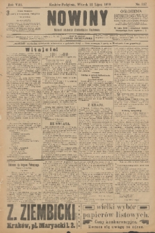 Nowiny : dziennik niezawisły demokratyczny illustrowany. R.8, 1910, nr 157