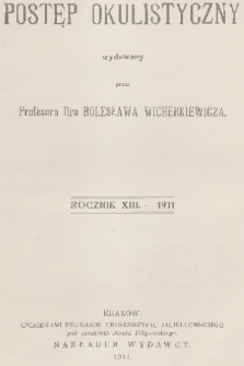 Postęp Okulistyczny. R.13, Spis rzeczy