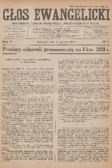 Głos Ewangelicki : pismo tygodniowe poświęcone sprawom Kościoła Ewangelicko-Augsburskiego w Polsce. R.2, 1921, № 3