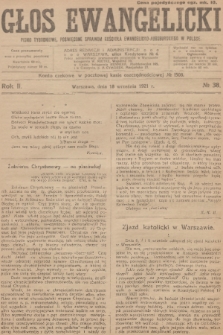 Głos Ewangelicki : pismo tygodniowe poświęcone sprawom Kościoła Ewangelicko-Augsburskiego w Polsce. R.2, 1921, № 38