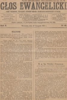 Głos Ewangelicki : pismo tygodniowe poświęcone sprawom Kościoła Ewangelicko-Augsburskiego w Polsce. R.2, 1921, № 48