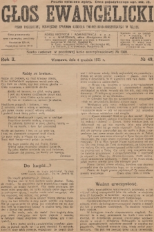Głos Ewangelicki : pismo tygodniowe poświęcone sprawom Kościoła Ewangelicko-Augsburskiego w Polsce. R.2, 1921, № 49