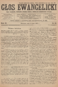 Głos Ewangelicki : pismo tygodniowe poświęcone sprawom Kościoła Ewangelicko-Augsburskiego w Polsce. R.3, 1922, № 29