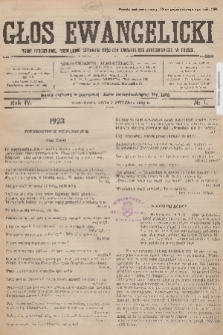 Głos Ewangelicki : pismo tygodniowe poświęcone sprawom Kościoła Ewangelicko-Augsburskiego w Polsce. R.4, 1923, № 1