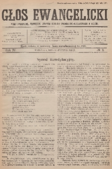 Głos Ewangelicki : pismo tygodniowe poświęcone sprawom Kościoła Ewangelicko-Augsburskiego w Polsce. R.4, 1923, № 2