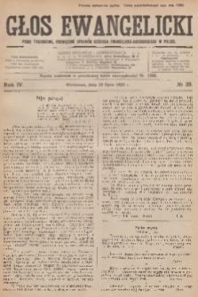 Głos Ewangelicki : pismo tygodniowe poświęcone sprawom Kościoła Ewangelicko-Augsburskiego w Polsce. R.4, 1923, № 28