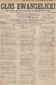 Głos Ewangelicki : pismo tygodniowe poświęcone sprawom Kościoła Ewangelicko-Augsburskiego w Polsce. R.4, 1923, № 31