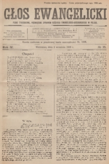 Głos Ewangelicki : pismo tygodniowe poświęcone sprawom Kościoła Ewangelicko-Augsburskiego w Polsce. R.4, 1923, № 35